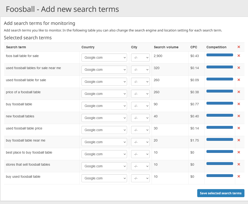 Save selected search